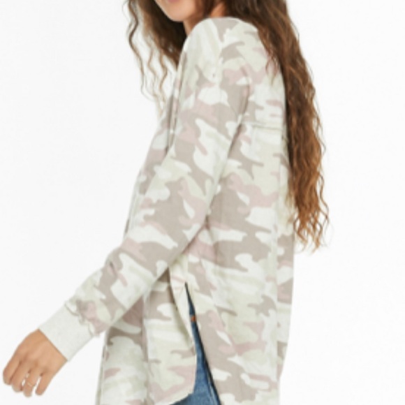 Z Supply Dusty Pink Camo Vneck Weekender Pullover Sz XS - Picture 7 of 9